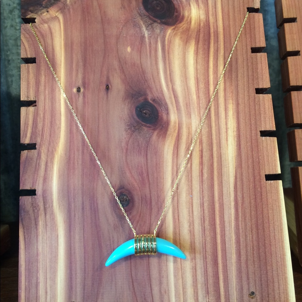 NEW 14k gold resin horn necklace